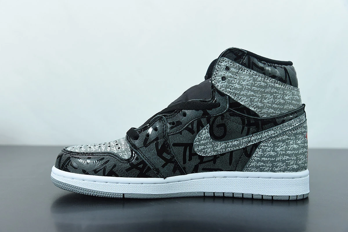 Fit Sporting Goods Air Jordan 1 High OG “Rebellionaire” Black/White-Particle Grey 555088-036 For Sale - Image 3
