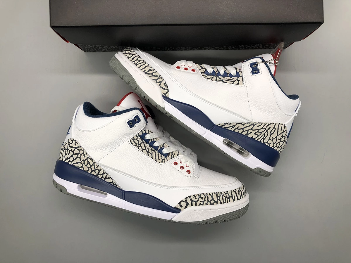 Fit Sporting Goods Air Jordan 3 OG White/Fire Red-True Blue 854262-106 For Sale - Image 2