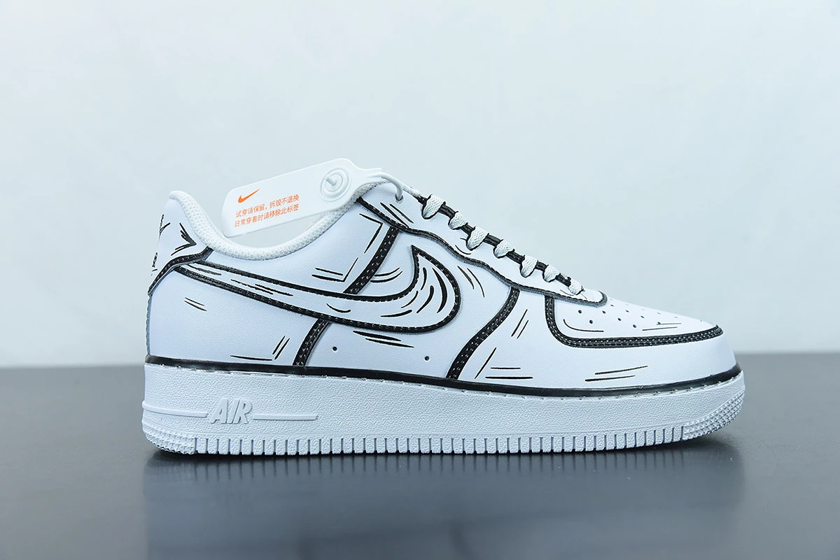 Fit Sporting Goods Nike Air Force 1 ’07 Low “Hand Drawn” White For Sale - Image 2