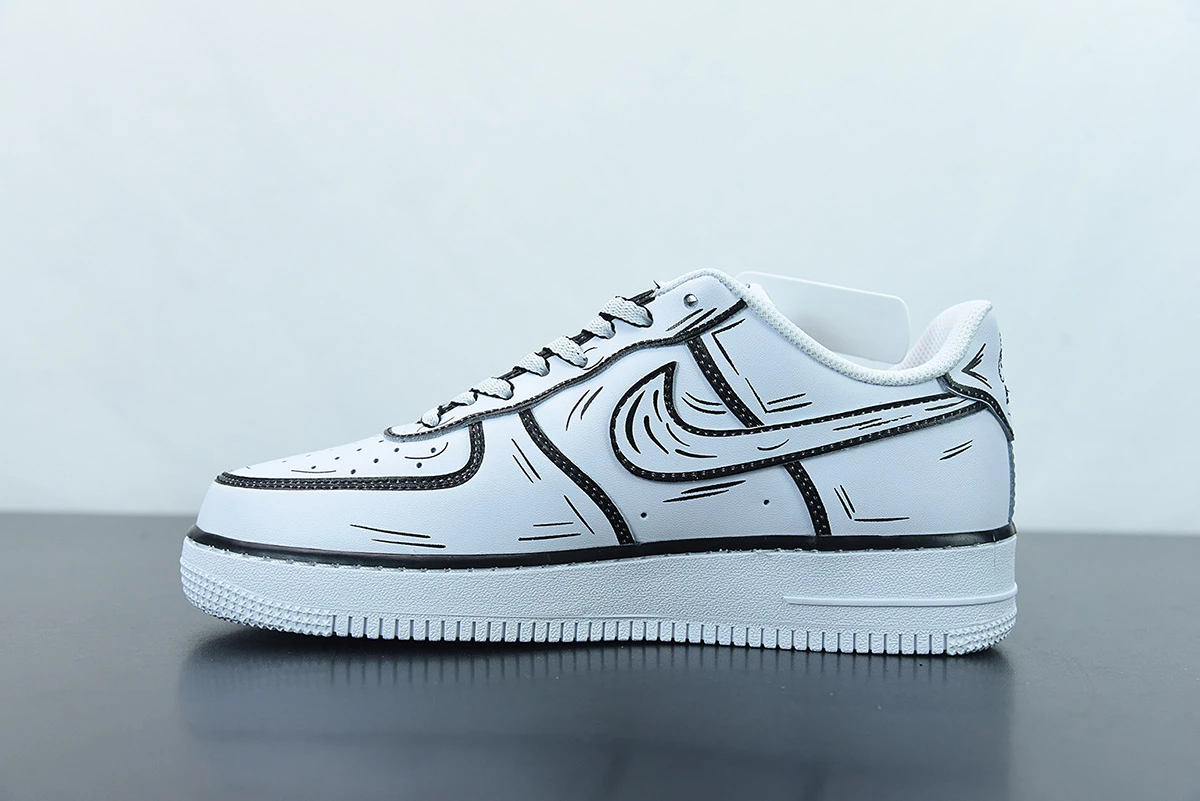 Fit Sporting Goods Nike Air Force 1 ’07 Low “Hand Drawn” White For Sale - Image 3