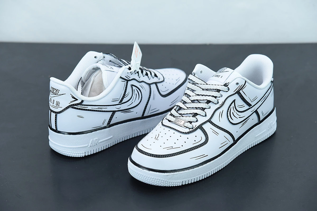 Fit Sporting Goods Nike Air Force 1 ’07 Low “Hand Drawn” White For Sale - Image 4