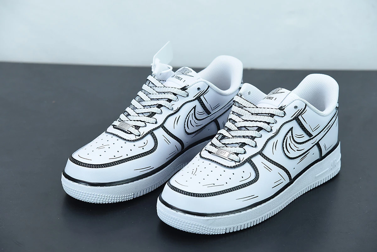 Fit Sporting Goods Nike Air Force 1 ’07 Low “Hand Drawn” White For Sale - Image 5