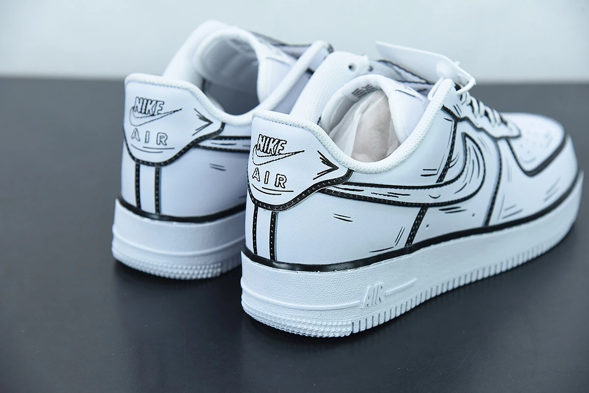 Fit Sporting Goods Nike Air Force 1 ’07 Low “Hand Drawn” White For Sale - Image 6