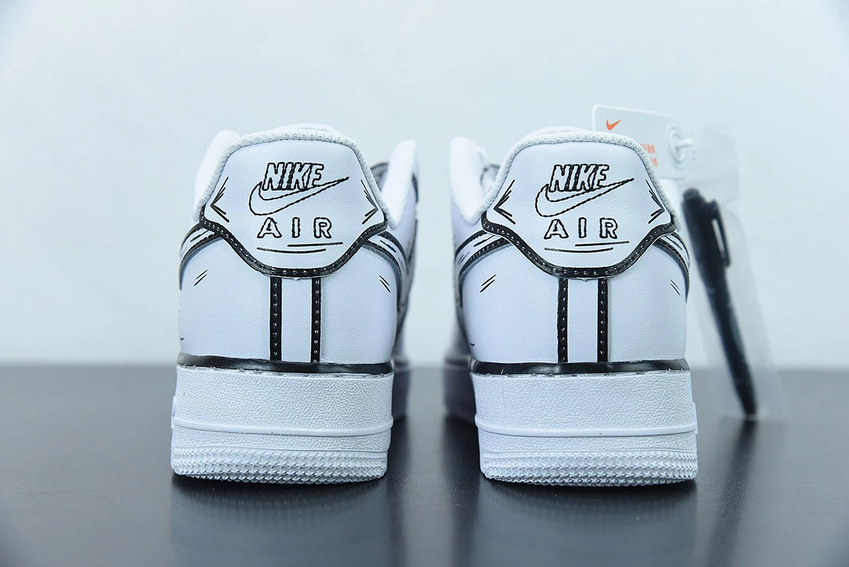 Fit Sporting Goods Nike Air Force 1 ’07 Low “Hand Drawn” White For Sale - Image 8