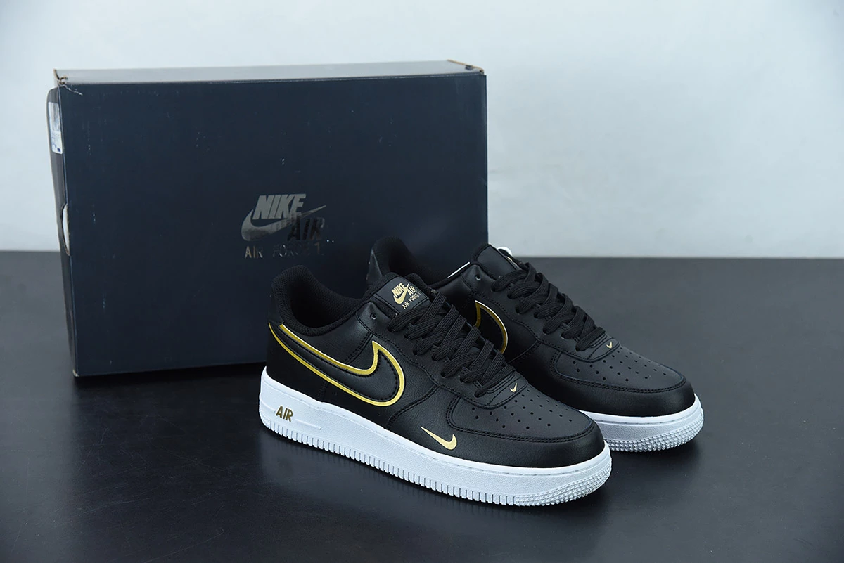 Fit Sporting Goods Nike Air Force 1 Low Black Gold With Double Swoosh