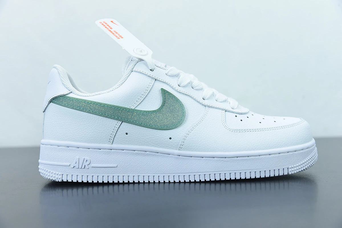 Fit Sporting Goods Nike Air Force 1 Low “Glitter Swoosh” White Green DH4407-100 For Sale - Image 2