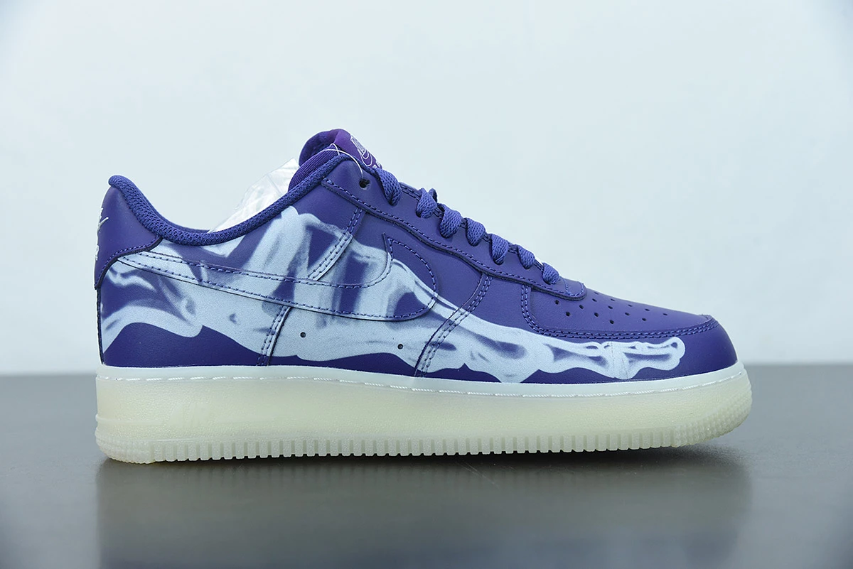 Fit Sporting Goods Nike Air Force 1 Skeleton Court Purple White CU8067-500 For Sale - Image 2