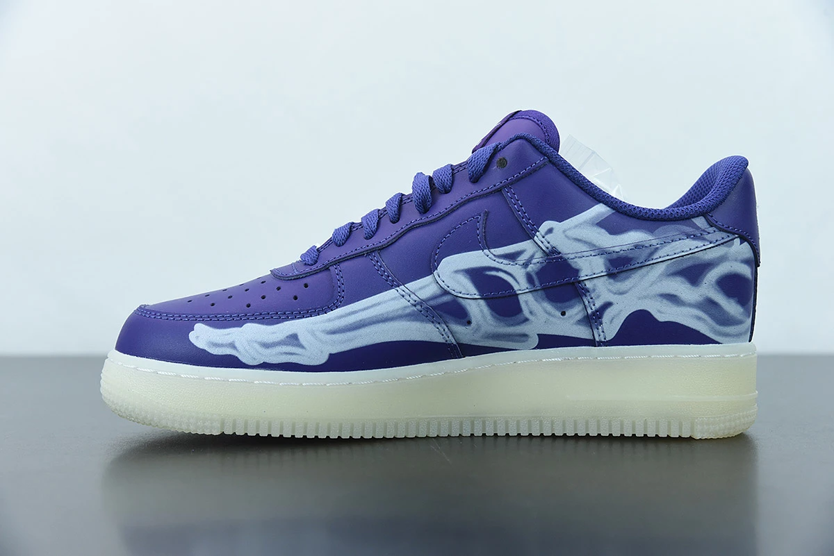 Fit Sporting Goods Nike Air Force 1 Skeleton Court Purple White CU8067-500 For Sale - Image 3