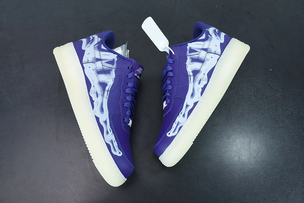 Fit Sporting Goods Nike Air Force 1 Skeleton Court Purple White CU8067-500 For Sale - Image 4