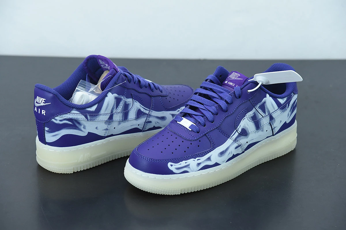 Fit Sporting Goods Nike Air Force 1 Skeleton Court Purple White CU8067-500 For Sale - Image 7