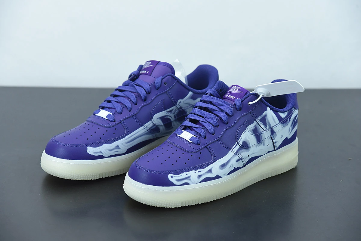 Fit Sporting Goods Nike Air Force 1 Skeleton Court Purple White CU8067-500 For Sale - Image 8