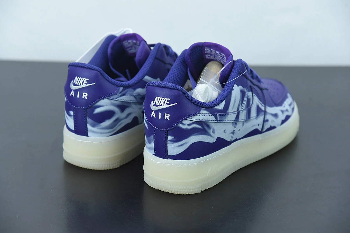 Fit Sporting Goods Nike Air Force 1 Skeleton Court Purple White CU8067-500 For Sale - Image 9
