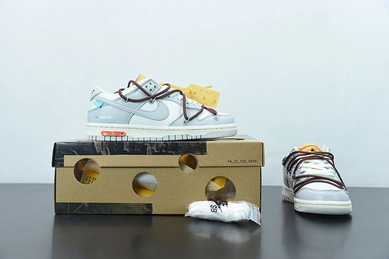 Fit Sporting Goods Off-White X Nike Dunk Low “46 Of 50” Sail/Grey/Brown For Sale - Image 9